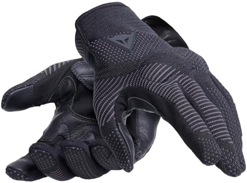 Dainese - Argon Gloves, Guantes Moto, Tejido de Punto con Protectores Nudillos, Cierre Antidesgarro, Compatibilidad Pantalla Táctil, Guantes de Moto para Hombre M, Negro