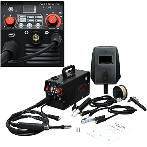 MIG, TIG and MMA 3-in-1 Welder 140amp Non Live Torch Model Professional Gasless 140A 240V No Gas with Mask & Welding Weld Wire with Accessories Cover