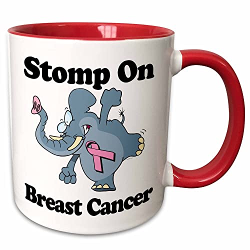 3dRose Elephant Stomp On Breast Cancer Awareness 11oz Two-Tone Red Mug