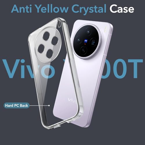 Image of Jkobi Lifetime Anti-Yellow Clear Back Cover Case for Vivo X200T (Sleek Hard Crystal | Shockproof and Camera Protection)