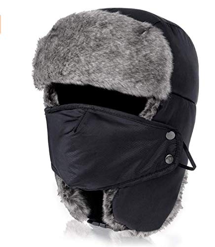 Kids Trapper Hats Toddlers Ushanka Earflap Winter Trooper Hat Cap Russian Hats Winter Windproof Snowboard Skiing Warm Hat Cap Boys Girls Cold Weather Hats Caps Hunting Hats Black2