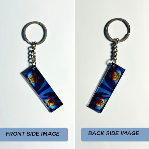 Image of Akaza Glowing Eyes Keychain - Compatible with Demon Slayer Anime, Luminous Upper Moon Three Acrylic Key Ring, Glow-in-the-Dark Anime Accessory, Otaku Gift, Key Holder & Bag Charm for Fans