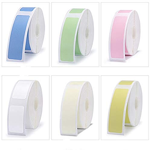 D11 Mini Label Printer Paper Printing Label Waterproof Anti-Oil Price Label Pure Color Scratch-Resistant Label Sticker Paper (6 Colors 12x40mm)