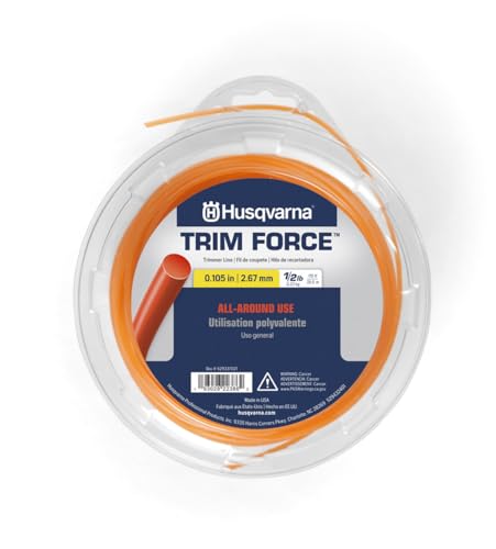 Husqvarna Trimforce 0.105-Inch, 115-Foot Spooled String Trimmer Line, All Around Use Weed Eater Line with Good Durability and Cutting Performance (0.5 lb)