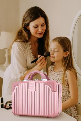 Image of Makeup Case Suitcase, Mini Bag, Mini Hard Shell Travel Luggage, Women Portable Water Proof Carrying Suitcase, Organizer Bag, Small Hard Shell Cosmetic Lugge Bag, Water Proof (C-Rose Gold)