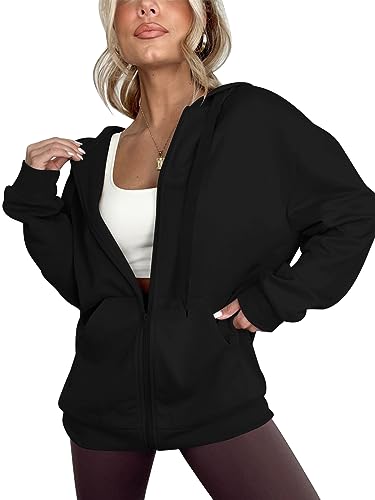 LYHIPSS Oversized Damen-Hoodies mit durchgehendem Reißverschluss, Langen Ärmeln, Kordelzug und Taschen