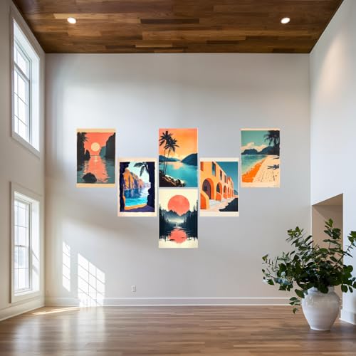 Image of SiddArtify Coastal Wall Art Prints Set - Tropical Beach Poster Decor for Living Room Bedroom Office - 12x18 inch Board Pack of 6