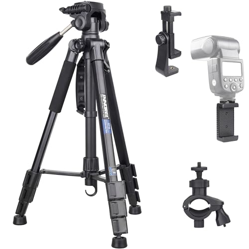 Image of INNOREL 62 inch Camera Tripod with Carry Bag, Lightweight Travel Aluminum Professional Tripod Stand (11lb /5kg Load) with Tube Holder and Phone Clip for DSLR, Cellphone, Canon, Nikon, Sony and DV RT10
