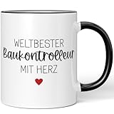 JUNIWORDS Tasse, Weltbester Baukontrolleur, Schwarz (6670683)