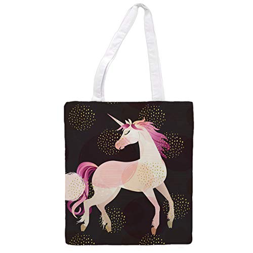 Nacnic Bolsa tote de tela UNICORNIO PURPURINA. Bandolera multiusos. Bolso de mano. Bolsa tote reutilizable Cover