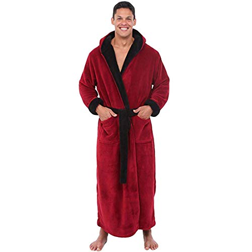 Men's Winter Lengthened Plush Shawl Bathrobe Home Clothes Long Sleeved Robe Coat 2019