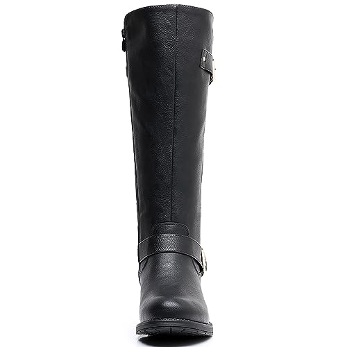 GLOBALWIN Women's Quilted Knee High Boots For Women Low Heel Comfortable Fashion Riding Boots4