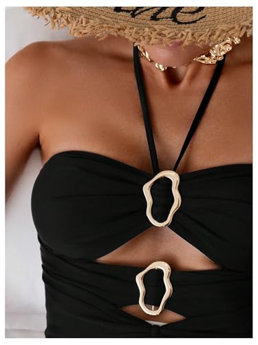 Verdusa Women's Cut Out One Piece Swimsuit Backless Halter Bathing Suit4