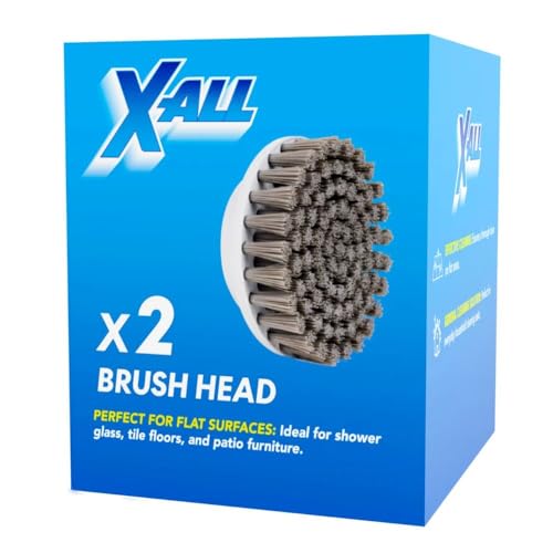 X-All 2 Pieces Brush Head Replacements for X-All Power Scrubber Cleaning Attachments Ideal for Flat Surfaces