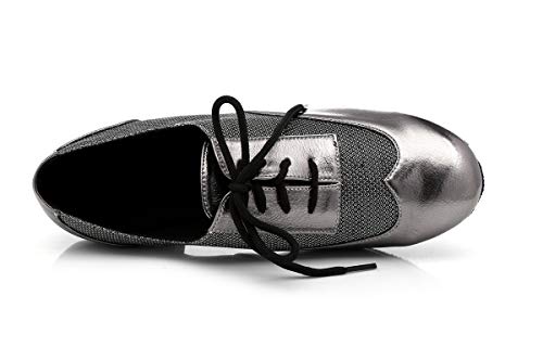 Minishion Women's 1.5" Chunky Low Heel Lace-up Comfortable Dancing Pumps Shoes3