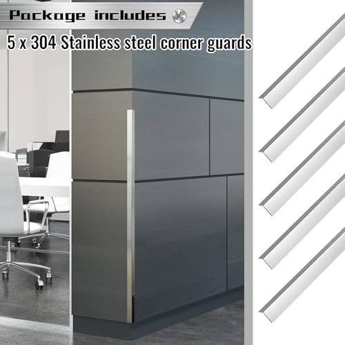 Image of Therwen 10 Pcs 0.5 x 0.5 x 48 Inch 304 Stainless Steel Corner Guards Metal Wall Guard Protector Corner Trim Molding for Door Countertop Furniture Cabinet Protection