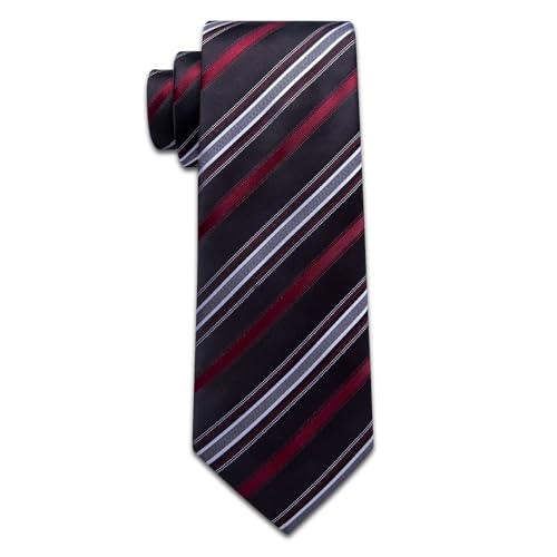 Image of YourTies Striped Ties for Men Classic Woven Silk Necktie with Handkerchief Cufflinks Set Formal Business Party Wedding