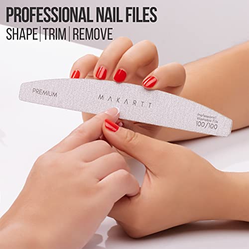 Makartt Nail File Zebra Nail Files 100 100 Grit Bundle With Nail Drill Bits Set, 10Pcs Tungsten Carbide Nail Drill Bits #TOP2