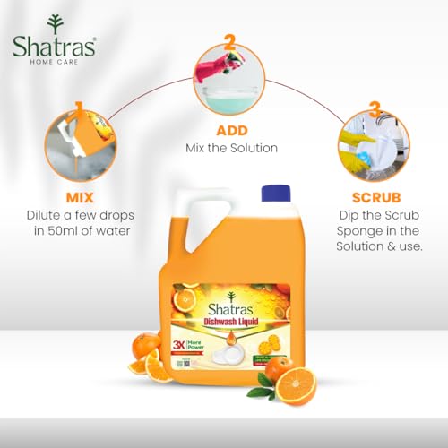 Image of Shatras Lime Dishwash Liquid - (5L * Pack of 2) || Dish Cleaning Liquid Gel with German Technology - Active 3X More Power Molecules Leaves No Residue, Grease Cleaner For All Utensils