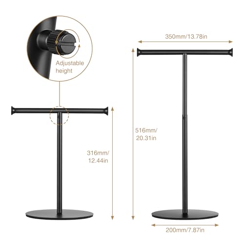Niffgaff T Bar Purse Display Stand Tabletop: Adjustable Height Handbag Holder, Countertop Hanging Rack For Long Necklace Scarf Lanyard thumb #4