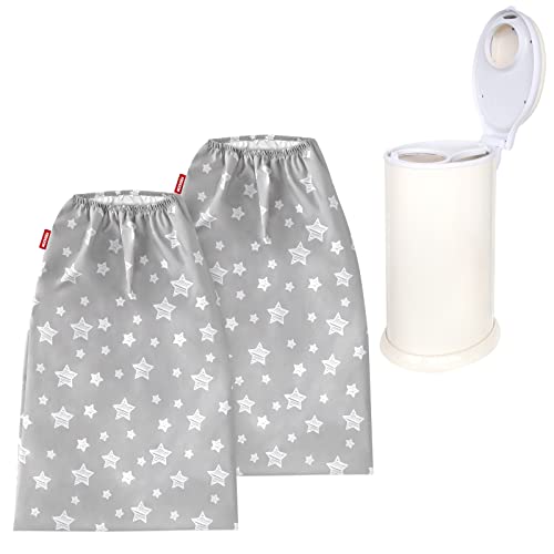 Wet Bag For Cloth Diapers 2 Pack Water Resistant, Cloth Diaper Pail Liner Fit For Ubbi Diaper Pail, Reusable And Washable Cloth Diaper Wet Bag For Cloth Diaper, Laundry, 14 X 20 Inch, Grey Star #TOP30