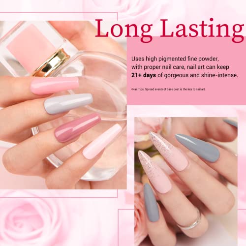 Azurebeauty Dip Powder Nail Kit, 4 Colors Gentle Nude Pink Neutral Skin Dipping Powder System Liquid Set Recycling Tray With Base & Top Coat Activator For French Nail Art Manicure Salon Diy At Home #TOP2