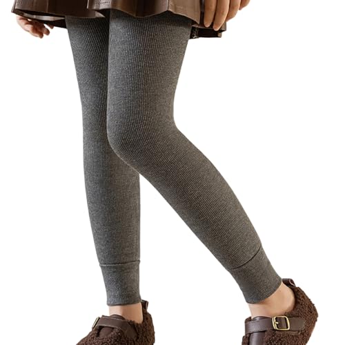 Xinsheinelry Leggings forrados para niñas activas, pantalones térmicos suaves para clima frío, ropa de juego para niñas, leggings térmicos de alta elasticidad, gris, L