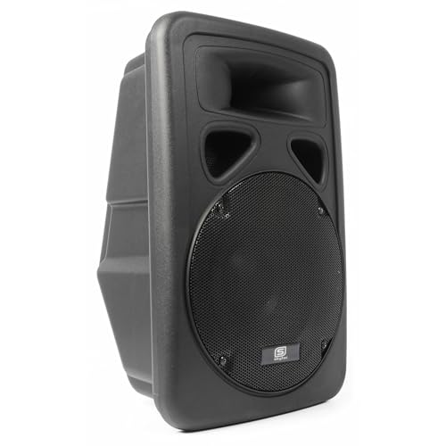 Skytec SP1200A PA, altoparlanti Aktivbox (max 600 Watt, subwoofer da 30 cm, MIC-in da 6,3 mm, Cinch-Line-In, XLR-Mic-In, XLR-Line-Out, con flangia) colore: nero Nero