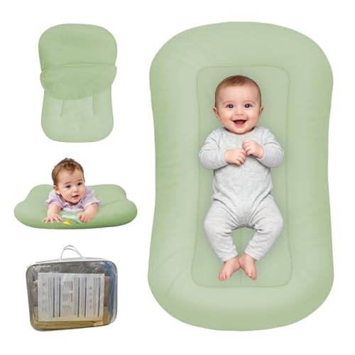 Image of Baby Lounger for Newborn, Bionic Design Baby Lounger, Soft Organic Cotton Breathable Lounger for Infants 0-24 Months (Green)