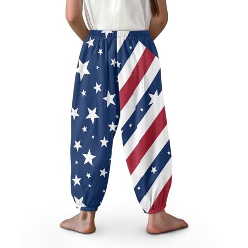 Boys Girls Baggy Harem Pants, Lightweight Wide-Leg Flares Pants Hip Hop Dance Yoga Pants Size M to XL3