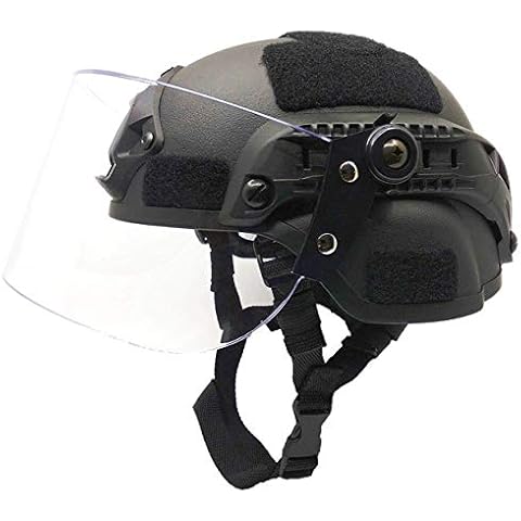 Lightweight Quick-Protection Helmet Mich 2000 With Anti-Riot Sunshade Sliding Goggles And Side Rail NVG Bracket Cover