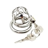 MSTMAZZ Männlicher Edelstahl-keuschheitsgürtel Glatt Und Leicht Anti-Flucht-lustkontrolle Metall Peniskäfig Atmungsaktiver Penis-fesselung Chastity Set Sm Bondag BDSM Sex Toys,55mm