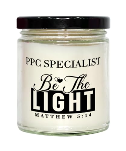 Bible Verse for PPC Specialist Candle,Christmas Gifts for PPC Specialist Be The Light Mattew 5:14 Gifts for Women Coworker PPC Specialist Birthday Candle Christmas Gifts, Housewarming, Soy Wax,