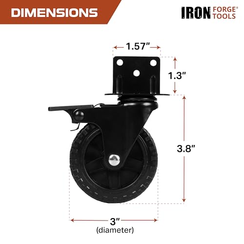 Roulettes pivotantes de qualité supérieure Iron Forge Tools plaque en L noire