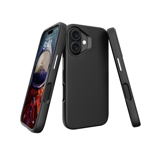 Image of NOXO Ultra-Hybrid Triangle Back Case Cover for iPhone 16, | Shockproof Design | Camera Protection | Soft TPU & Rugged PC | Bumper Case Cover for iPhone 16, (Coal Black)