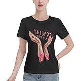 VTSHU Saint Music Motel Band T Shirt Womens Summer Cotton Tee Casual Crew Neck Short Sleeve Tshirt Medium Black