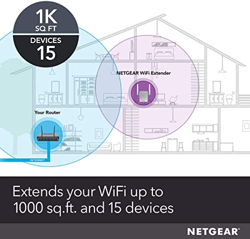 Netgear Extensor de alcance WiFi EX3700 - estenda sua Internet Wi-Fi até 1000 pés quadrados e 15 dis
