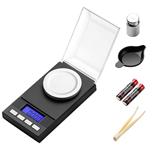 KINLO Taschenwaage 50g / 0,001g Digitale Milligramm Waage Mit LCD Display Feinwaage Digitalwaage Goldwaage Schmuckwaage, Präzisionswaage Münzenwaage - Batteriebetrieb