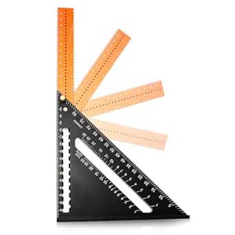 Rafter Square 12 Inch Carpenter Square Ruler Foldable Aluminum Alloy Triangle Ruler Multi Purpose Carpenter Tool Protractor T Shape Rulers Layout Rulers for Woodworking and Carpentry