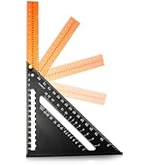 Rafter Square 12 Inch Carpenter Square Ruler Foldable Aluminum Alloy Triangle Ruler Multi Purpose...