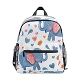 ISAOA Mochila para niños pequeños, mochila escolar, bolsa de viaje, diseño de elefante azul de dibujos animados para niñas y niños