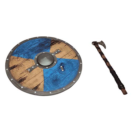 Looyar Viking Age Middle Ages Medieval Round Shield And Hand Axe Weapon Toy For Berserker Soldier Warrior Costume Battle Play Halloween Cosplay Larp #TOP3