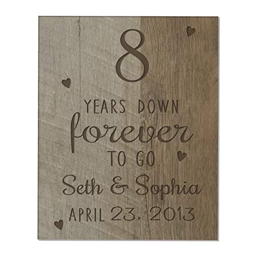 LifeSong Milestones 8th Anniversary for Him Her Personalized Name and Date Plaque 8 Years of Marriage - Eighth Year Wedding Keepsake Gift for Parents Husband Wife (Years Down Barnwood)