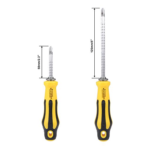 uxcell 2 in 1 Adjustable-Length Screwdriver 2 PH2 Phillips 6.3mm Slotted Driver Magnetic