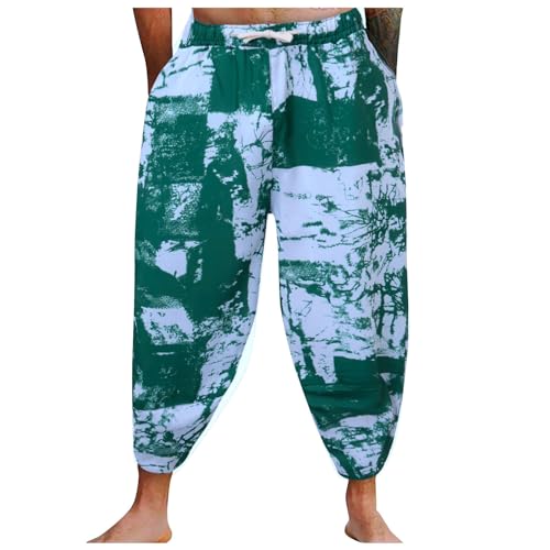 Générique Pantalons de Plage pour Hommes Shorts d'été Mode Pantalons thaïlandais Capri Grande Tenue décontractée Ample (Green, XXL)