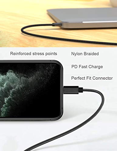 Cable cargador USB-C para teléfono 2 pack 2 pies negro miniatura 4