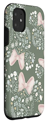 Coque iPhone 11 Disney Minnie Mouse fleurs vert sauge en silicone durable - 3