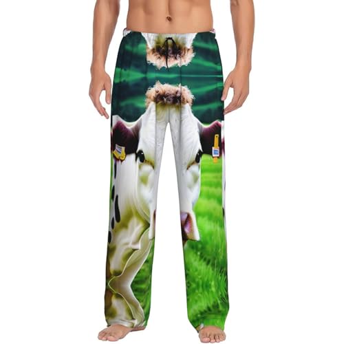 Pantalon de pyjama vache noir en taille M pour femme avec poches pratiques