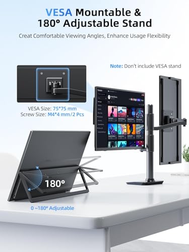 Image of UPERFECT Portable Monitor Touchscreen 15.6 Inch 125% sRGB Travel Monitor Built-in Adjustable Stand, Speaker, VESA Mountable, USB-C HDMI Ultra-Slim Second Screen for Laptop Mac-Book Phone Game Console