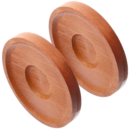 Image of TOYANDONA Bamboo Rotating Whiskey Glass Coasters 2 Pack Natural Round Spin Bases for Whiskey Tumblers Home Bar Cup Pads
